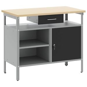 vidaXL Pracovn&yacute; st&ocirc;l so z&aacute;suvkou Čierna a &Scaron;ed&aacute; 100 x 55 x 85 cm