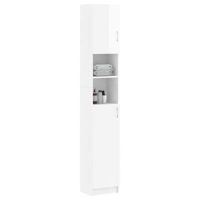 vidaXL Kúpeľňová skrinka, lesklá biela 32x25,5x190cm, kompozitné drevo