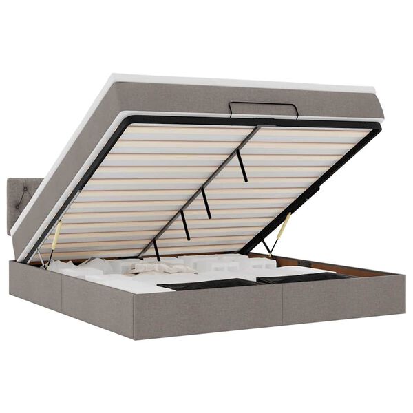 VidaXL Osmanská posteľ s matracom a LED diódami Taupe 180x200 cm Látka