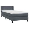 vidaXL Posteľn&yacute; r&aacute;m boxspring s matracom tmavosiv&yacute; 90x210 cm zamat