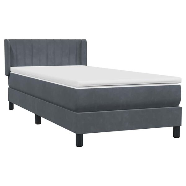 vidaXL Posteľn&yacute; r&aacute;m boxspring s matracom tmavosiv&yacute; 90x210 cm zamat