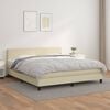 vidaXL Boxspring posteľ s matracom kr&eacute;mov&aacute; 180x200 cm umel&aacute; koža