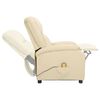 vidaXL Zdvíhacie masážne kreslo, krémové, pravá koža