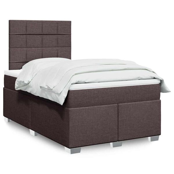vidaXL Boxspring posteľ s matracom tmavohned&aacute; 120x200 cm l&aacute;tka