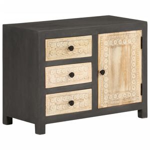vidaXL Komoda, siv&aacute; a biela 75x35x55 cm, mangov&yacute; mas&iacute;v