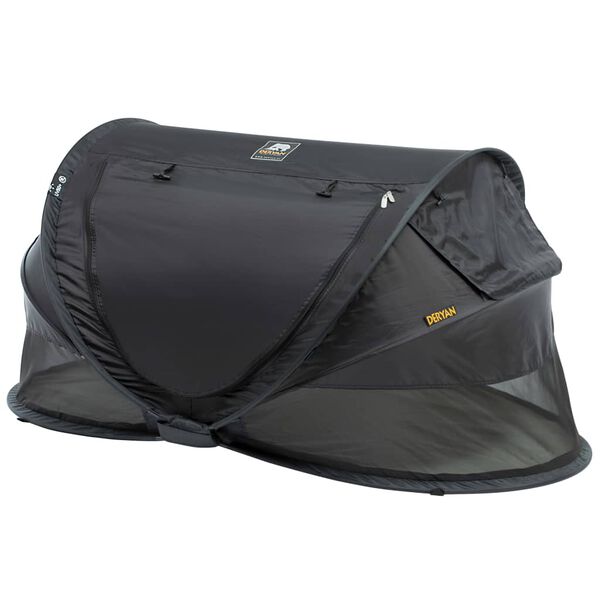 DERYAN Skladacia cestovn&aacute; postieľka Toddler Luxe s moskyti&eacute;rou čierna