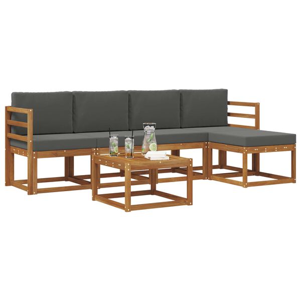 vidaXL Z&aacute;hradn&aacute; s&uacute;prava gaučov s vank&uacute;&scaron;om 6 pcs Pr&iacute;rodn&aacute; a antracitov&aacute;