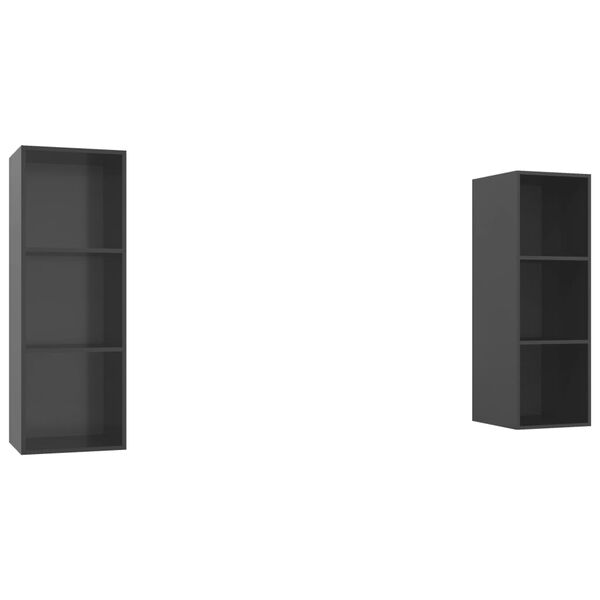 vidaXL Nástenné TV skrinky 2 ks, lesklé sivé, kompozitné drevo