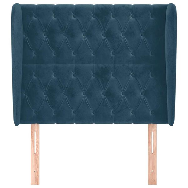 vidaXL Čelo postele so z&aacute;hybmi tmavomodr&aacute; 103x23x118/128 cm zamat