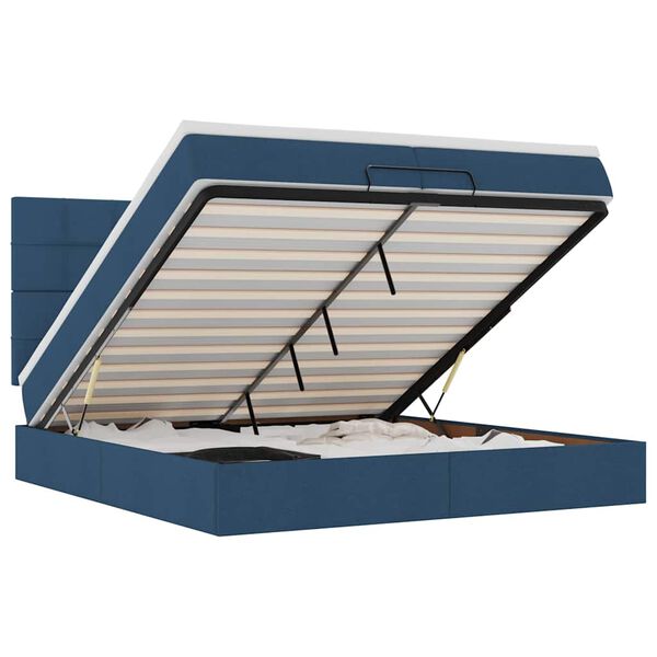 vidaXL Osmansk&yacute; r&aacute;m postele s matracmi modr&aacute; 200x200 cm l&aacute;tka