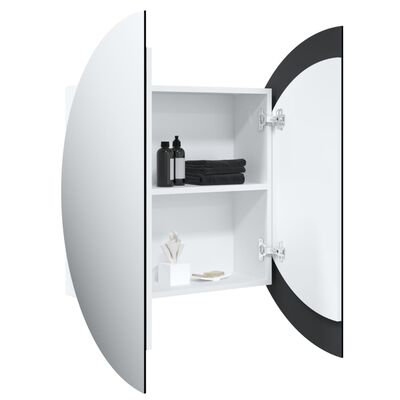 vidaXL Kúpeľňová skrinka s okrúhlym zrkadlom a LED biela 54x54x17,5 cm