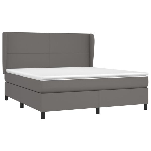 vidaXL Boxspring posteľ s matracom siv&aacute; 160x200 cm umel&aacute; koža