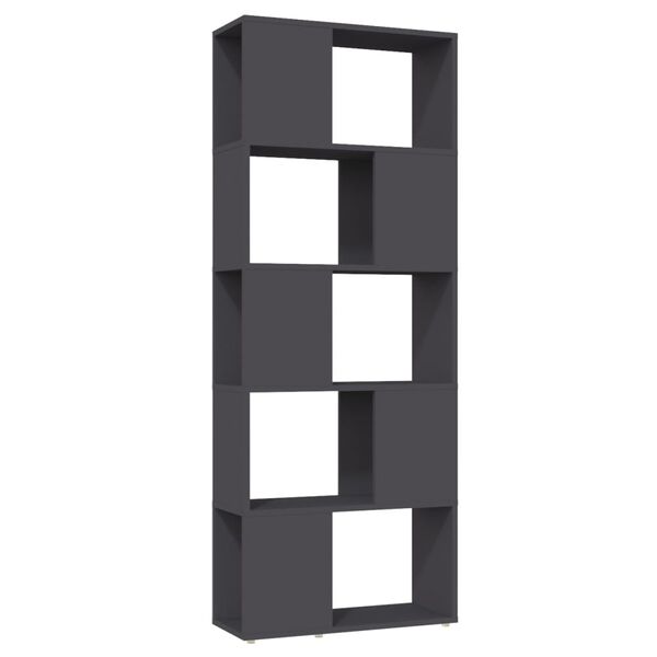 vidaXL Knižnica/deliaca stena siv&aacute; 60x24x155 cm drevotrieska