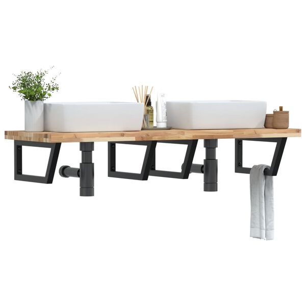 vidaXL Polica pod um&yacute;vadlo n&aacute;stenn&aacute; oceľ a ak&aacute;ciov&yacute; mas&iacute;v