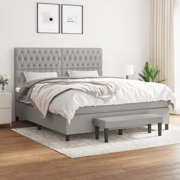 vidaXL Boxspring posteľ s matracom bledosiv&aacute; 180x200 cm l&aacute;tka