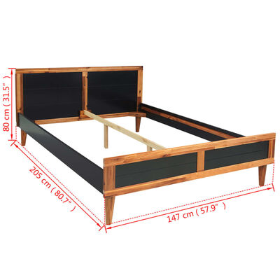 vidaXL Rám postele čierny masívne akáciové drevo 140x200 cm