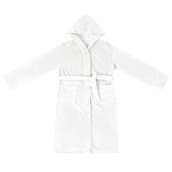 vidaXL Župan s kapucňou Biela xxxl Flanel