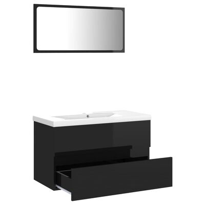 vidaXL Súprava kúpeľňového nábytku lesklá čierna drevotrieska