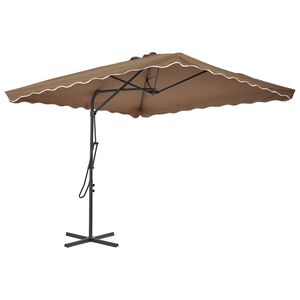 vidaXL Vonkaj&scaron;&iacute; slnečn&iacute;k s oceľovou tyčou 250x250 cm hnedo-siv&yacute;