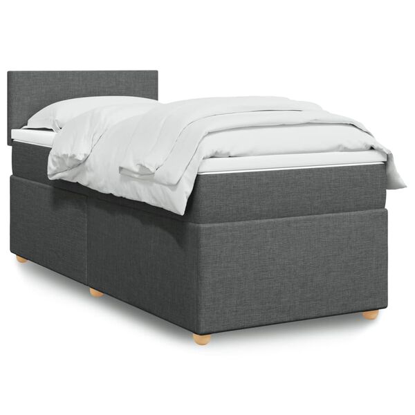 vidaXL Boxspring posteľ s matracom tmavosiv&aacute; 90x190 cm l&aacute;tka