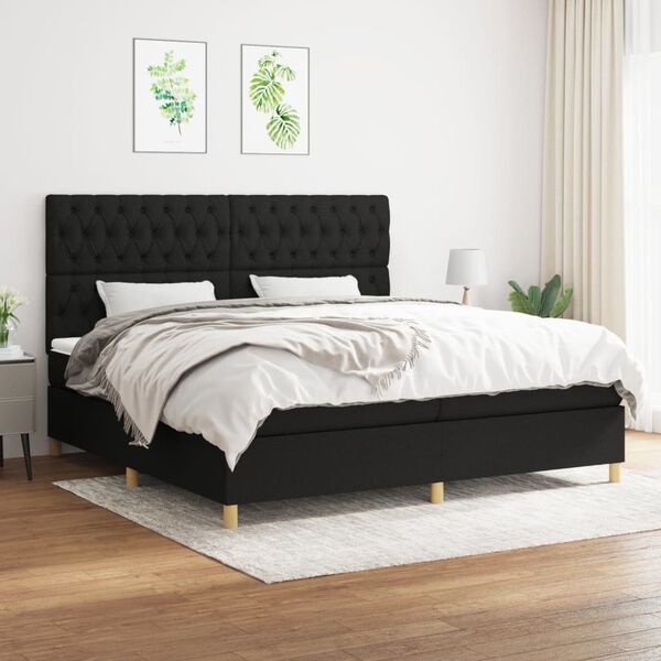 vidaXL Boxspring posteľ s matracom čierna 200x200 cm l&aacute;tka
