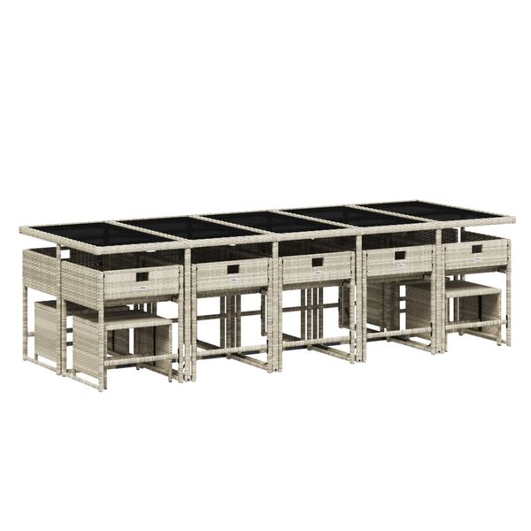 vidaXL 15-dielna z&aacute;hr.jed&aacute;len. s&uacute;prava s vank&uacute;&scaron;mi svetlosiv&aacute; polyratan