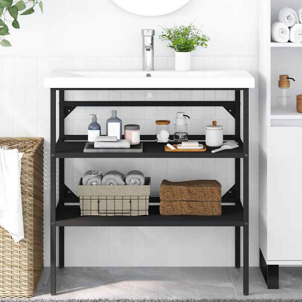 vidaXL R&aacute;m na um&yacute;vadlo čierny 79x38x83 cm železo