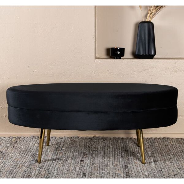Venture Home Ottoman Otto 100x40x41 cm zamat čierny a mosadzn&yacute;