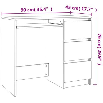 vidaXL Písací stôl, betónovo sivý 90x45x76 cm, drevotrieska