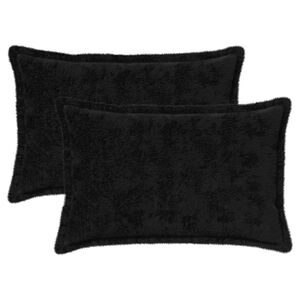 vidaXL Poťah na podložku 2 ks HOUTEN Čierna 30 x 50 cm Umel&aacute; kr&aacute;ličia