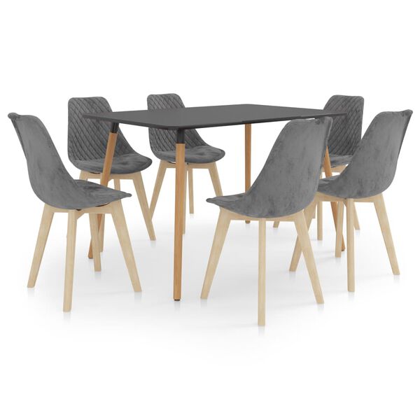 vidaXL 7-dielna jedálenská súprava sivá