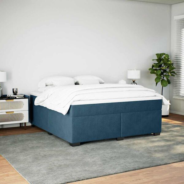 vidaXL Posteľn&yacute; r&aacute;m boxsping s matracom tmavomodr&yacute; 180x200 cm zamat