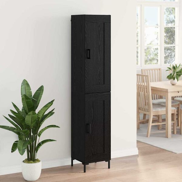 vidaXL Highboard Čierny dub 34,5 x 34 x 180 cm Kompozitn&eacute; drevo