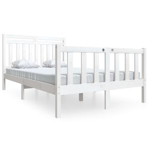 vidaXL Posteľn&yacute; r&aacute;m biely 135x190 cm dvojl&ocirc;žko mas&iacute;vne drevo