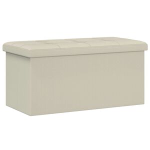 vidaXL Skladacia &uacute;ložn&aacute; lavička Biela 180 kg 80 L 77 x 38 x 38 cm Ľan