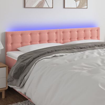 vidaXL Čelo postele s LED ružové 160x5x78/88 cm zamat