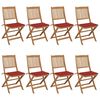 vidaXL Skladacie z&aacute;hradn&eacute; stoličky 8 ks so sed&aacute;kmi ak&aacute;ciov&yacute; mas&iacute;v