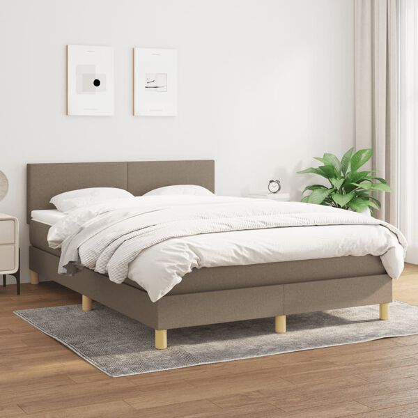 vidaXL Posteľn&yacute; r&aacute;m boxspring s matracom sivohned 140x200 cm l&aacute;tka