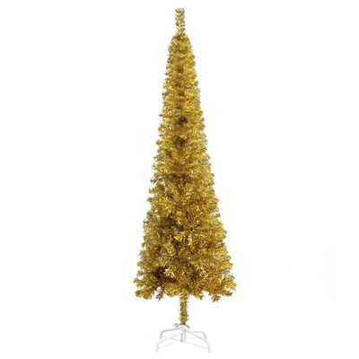 vidaXL Úzky vianočný stromček zlatý 210 cm