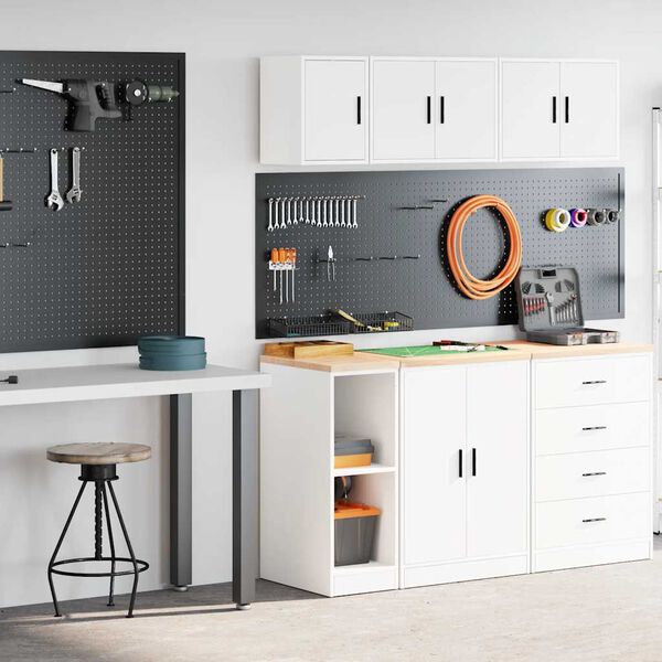 VidaXL Gar&aacute;žov&eacute; skrine 2 ks biele kompozitn&eacute; drevo