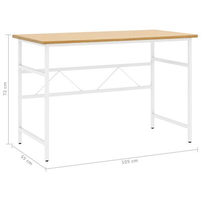 vidaXL Počítačový stôl biely a svetlý dub 105x55x72 cm MDF a kov