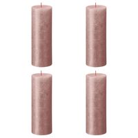 Bolsius Rustikálne valcové sviečky Shimmer 4 ks 190x68 mm, ružové