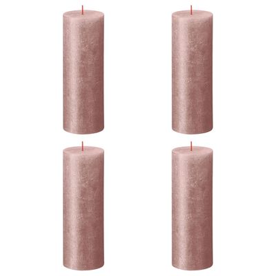 Bolsius Rustikálne valcové sviečky Shimmer 4 ks 190x68 mm, ružové
