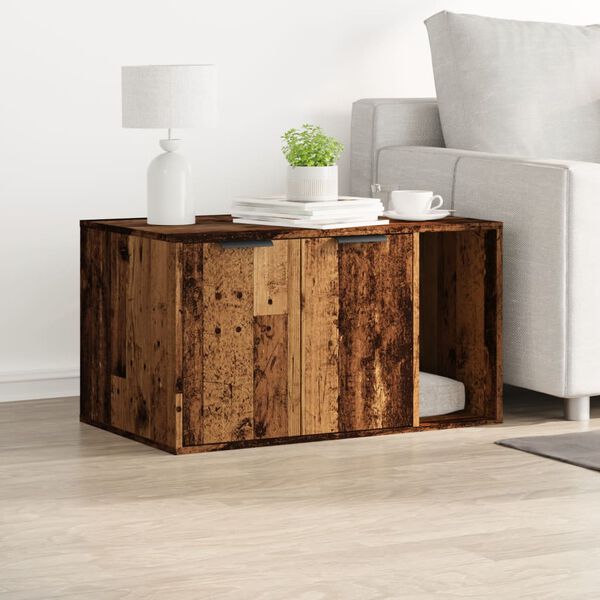 vidaXL Uzavretý box na stelivo staré drevo 80x50x45cm kompozitné drevo