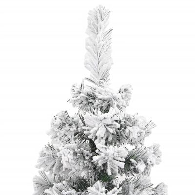 vidaXL Úzky umelý vianočný stromček, zasnežený, zelený 210 cm, PVC