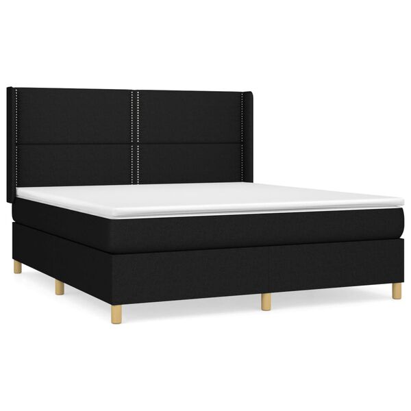 vidaXL Posteľn&yacute; r&aacute;m boxspring s matracom čierny 180x200 cm l&aacute;tka