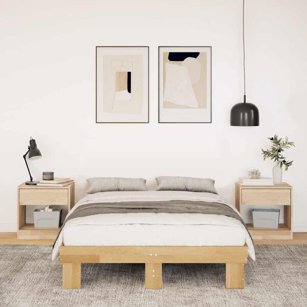 VidaXL R&aacute;m postele bez matraca 120x200 cm Dub z mas&iacute;vneho dreva