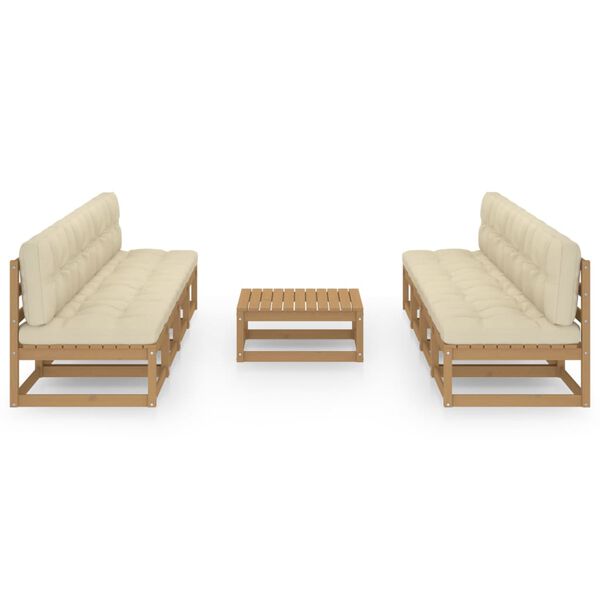 vidaXL 9-dielna z&aacute;hradn&aacute; s&uacute;prava s podložkami, borovicov&yacute; mas&iacute;v