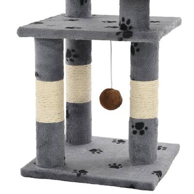 vidaXL Škrabadlo pre mačky so sisalovými stĺpikmi 65 cm sivé s potlačou labiek