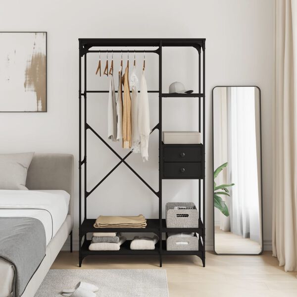 vidaXL &Scaron;atn&iacute;k so z&aacute;suvkami čierny 100x40x180 cm kompozitn&eacute; drevo